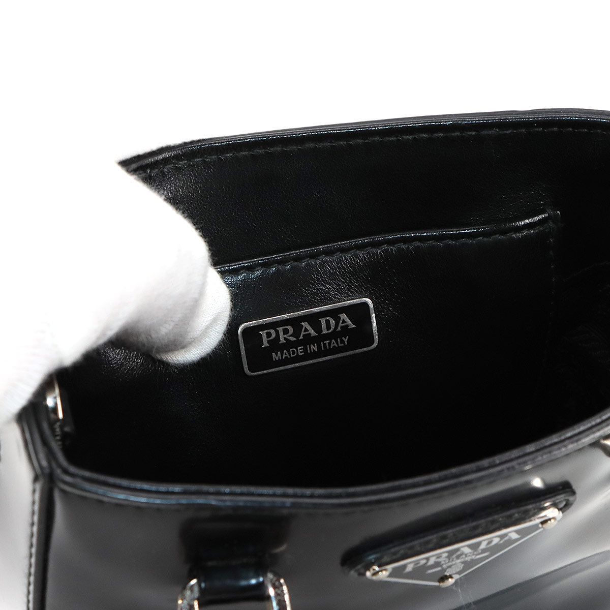 2way Hand Shoulder Bag Leather Black 1BA331 Purse