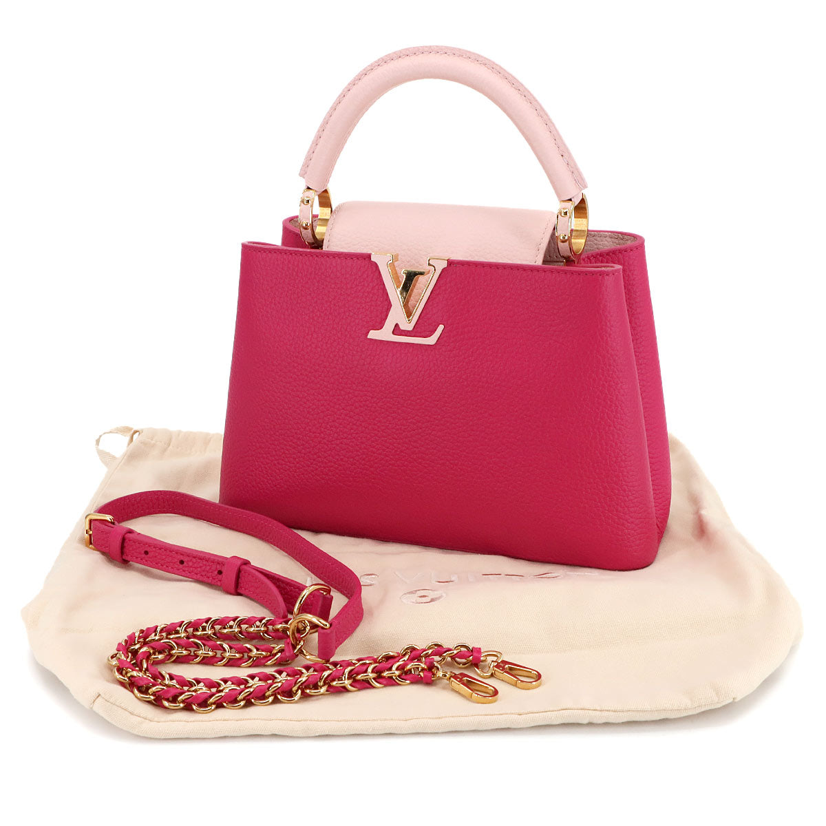 Capucines BB 2way Hand Shoulder Bag Taurillon Pink
