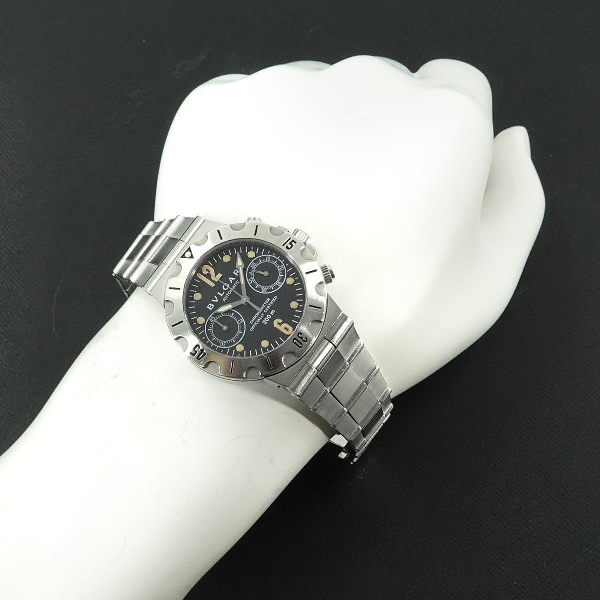 Diagono Scuba Chronograph SC38S Black Dial Mens Automatic