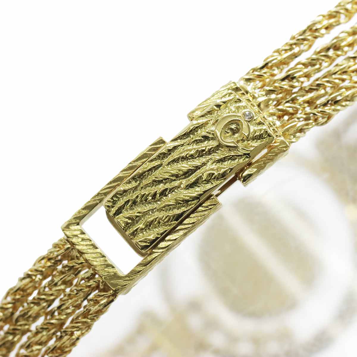 Happy Diamond 750 YG Quartz 5P Diamond Gold Dial Ladies Watch