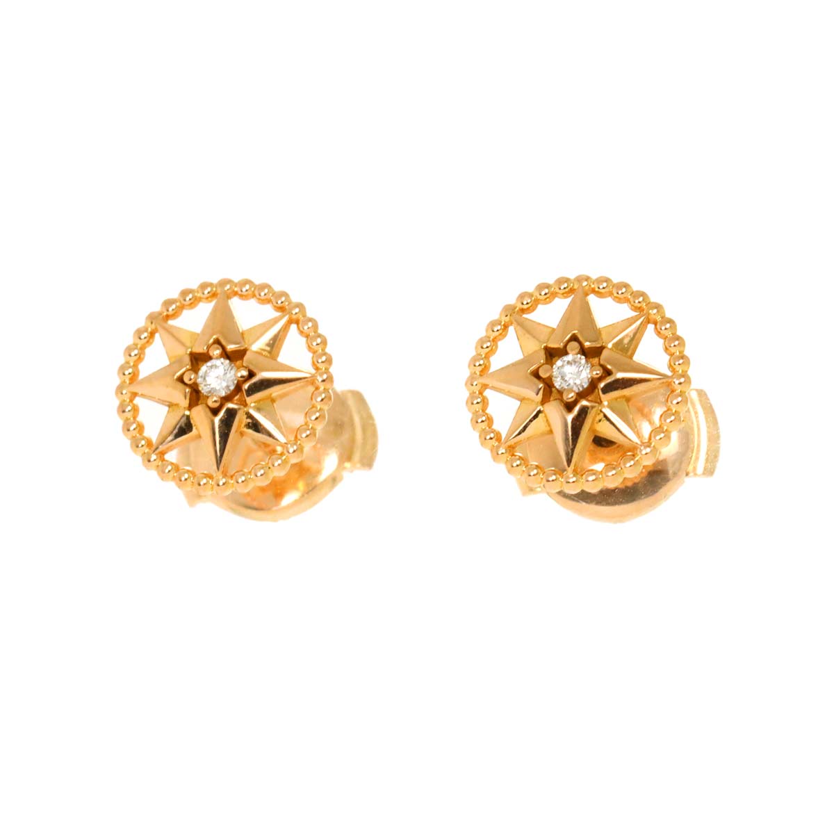 Rose des Vents Diamond Earrings Pierced 18K PG 750