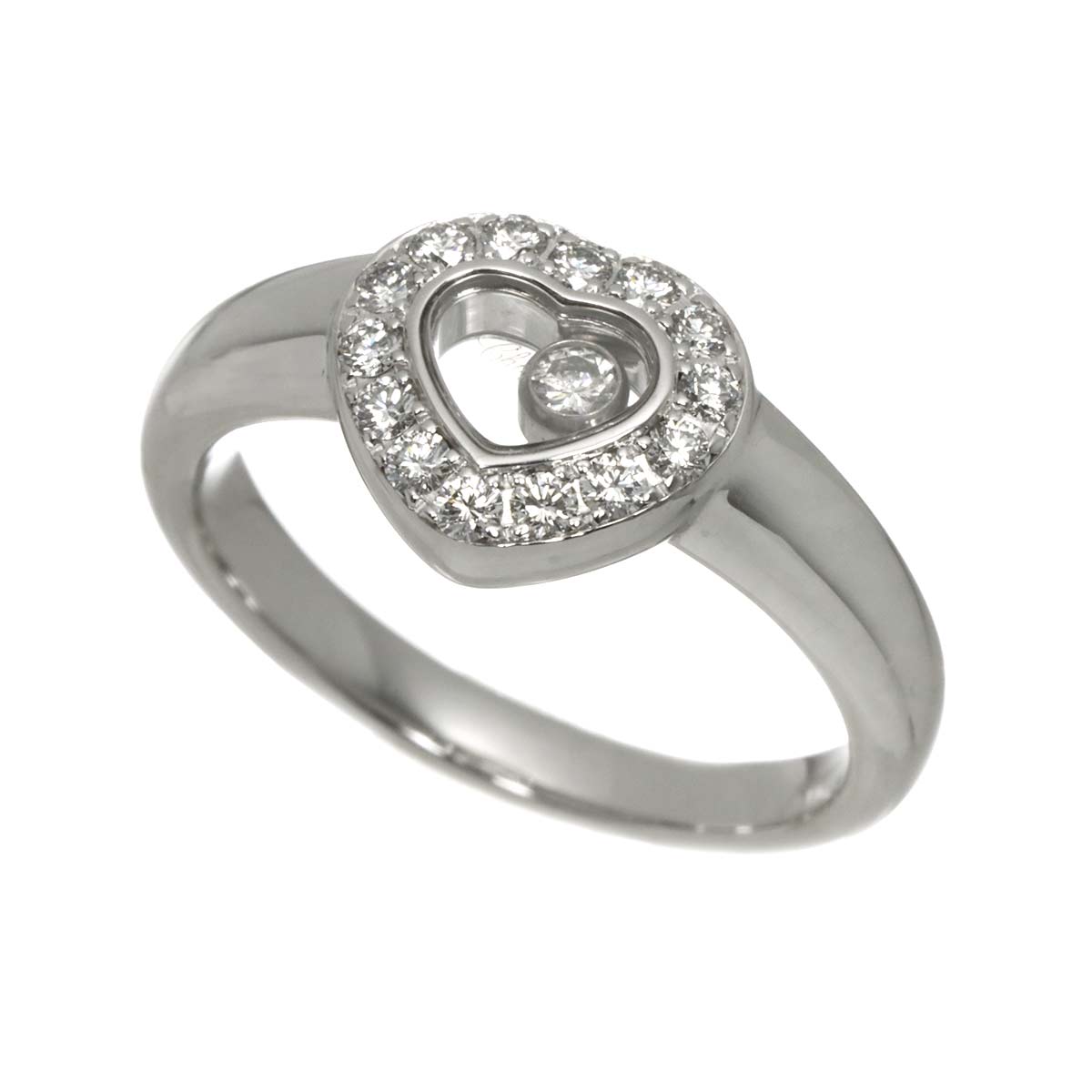 Happy Diamond Heart Ring 18K White Gold 750 Size6.75US)
