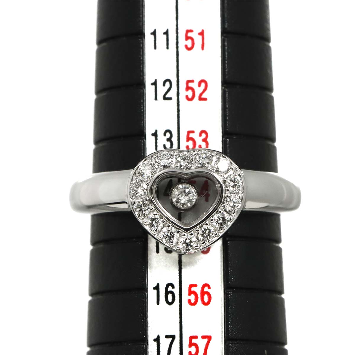 Happy Diamond Heart Ring 18K White Gold 750 Size6.75US)