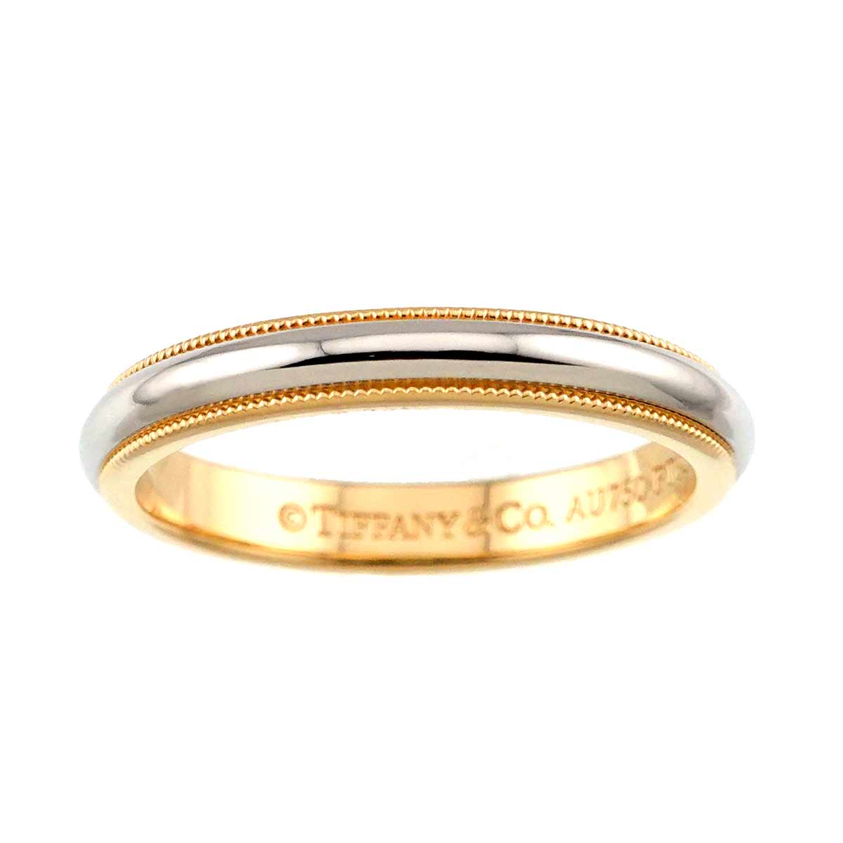 Milgrain Band Ring 18K 750 YG Platinum Size8.75(US)