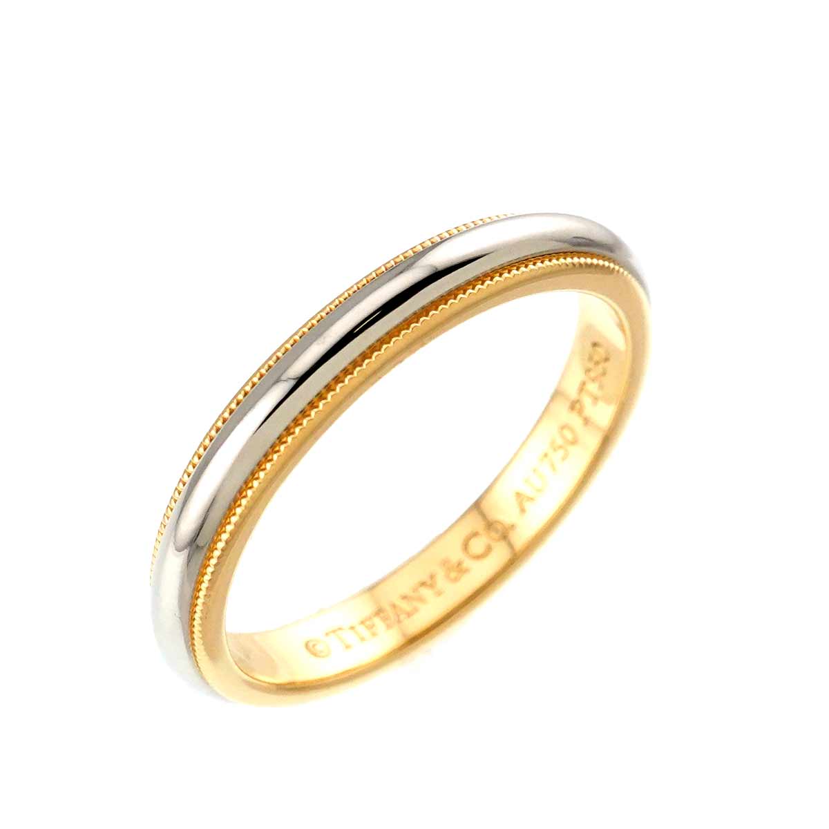 Milgrain Band Ring 18K 750 YG Platinum Size8.75(US)