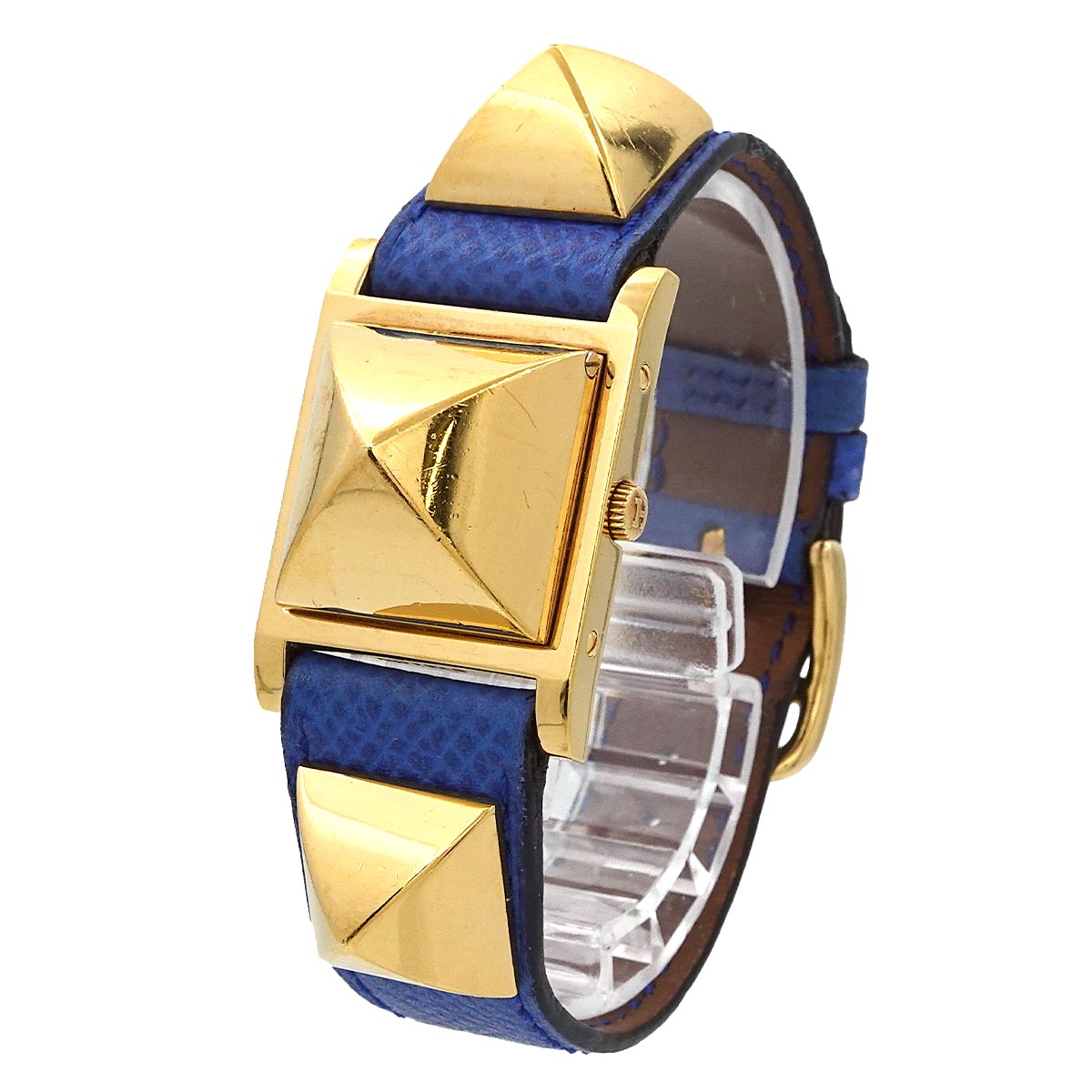 Medor Vintage pyramid Gold studs Quartz White Dial Ladies