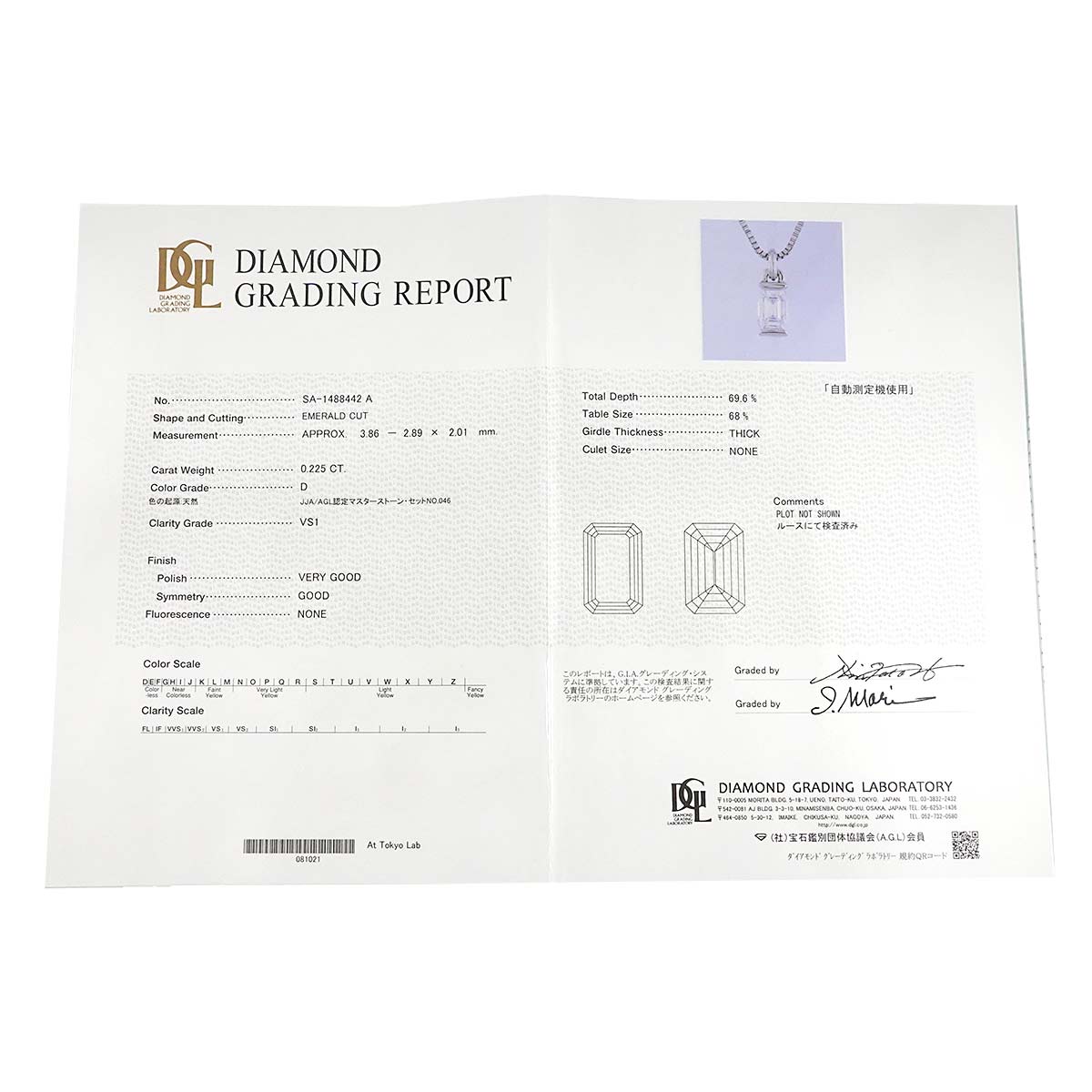 Diamond 0.225ct D/VS1 Necklace Pt