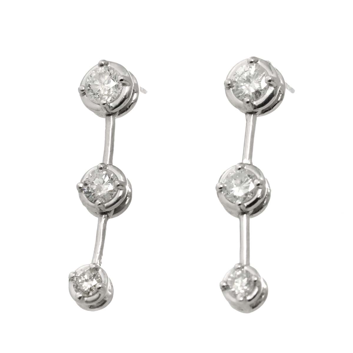 Diamond 0.55ct/0.55ct Earrings Pierced 18K K18 WG 750