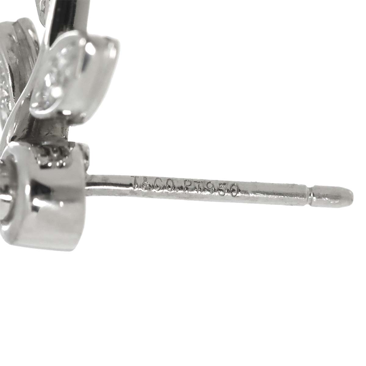 Leaf Diamond Earrings Pierced Pt