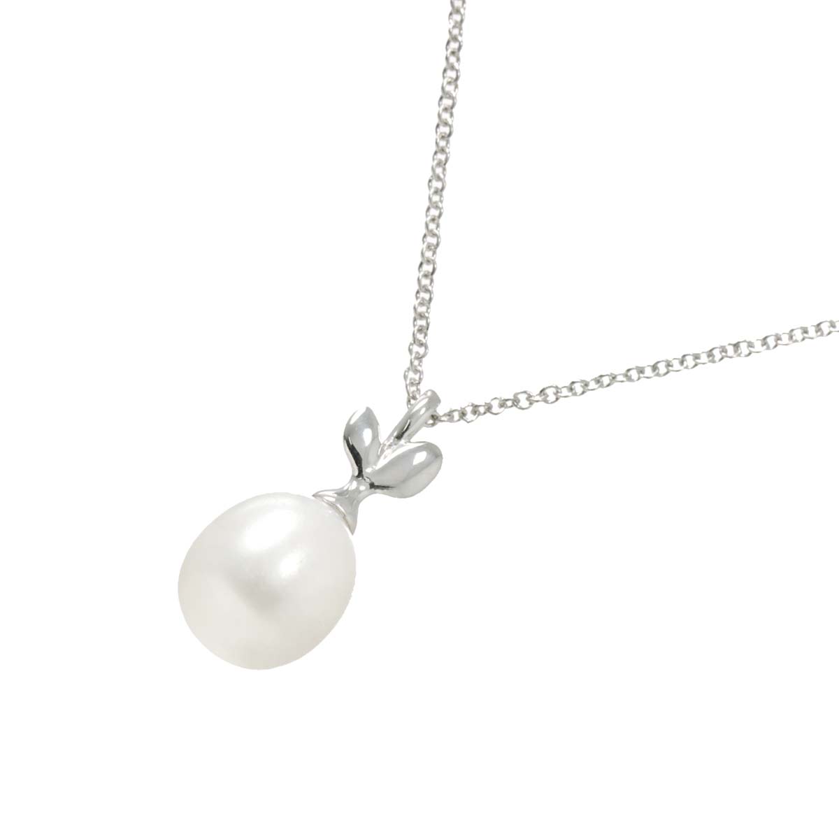 Olive Leaf Pearl Necklace SV Silver 925