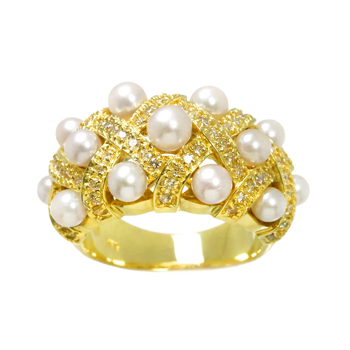 Akoya Pearl 4.0-2.7mm Diamond 0.50ct Ring 18K K18 YG 750 5.25(US)