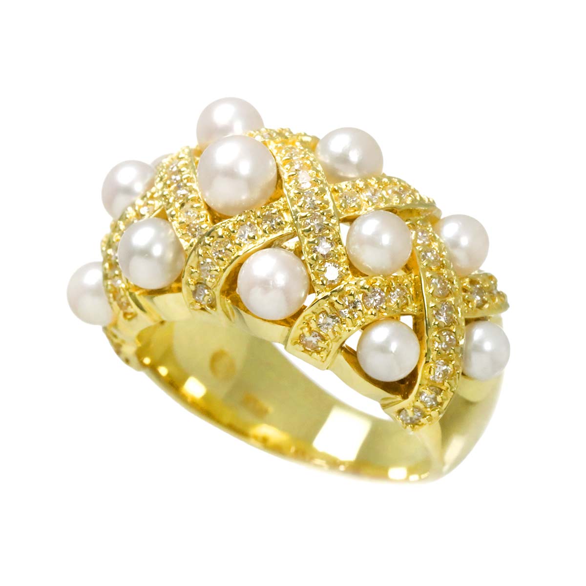 Akoya Pearl 4.0-2.7mm Diamond 0.50ct Ring 18K K18 YG 750 5.25(US)