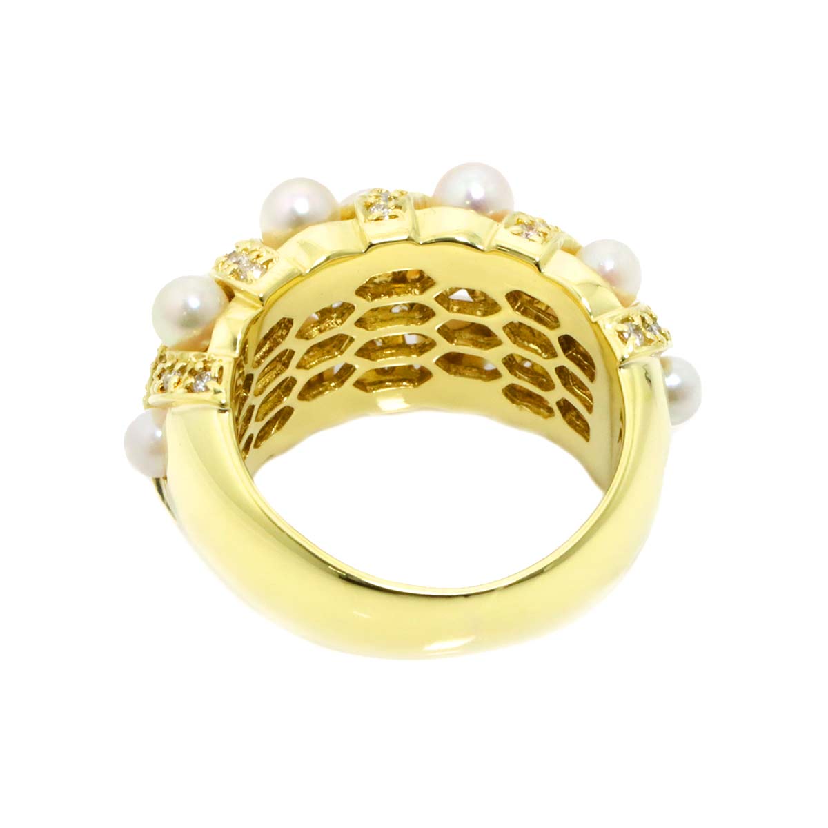 Akoya Pearl 4.0-2.7mm Diamond 0.50ct Ring 18K K18 YG 750 5.25(US)