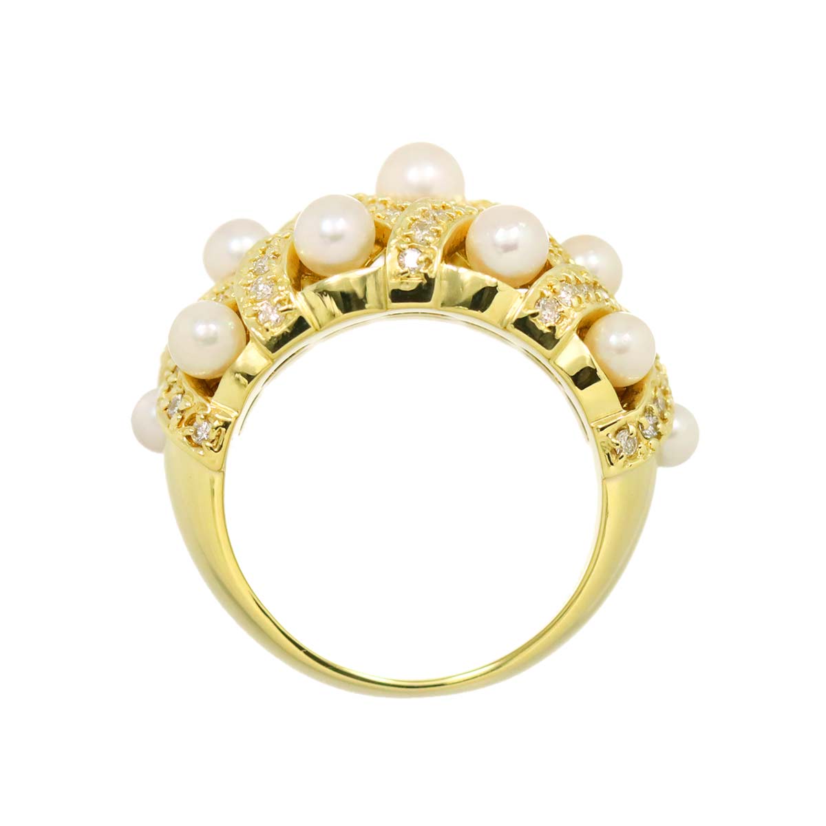 Akoya Pearl 4.0-2.7mm Diamond 0.50ct Ring 18K K18 YG 750 5.25(US)