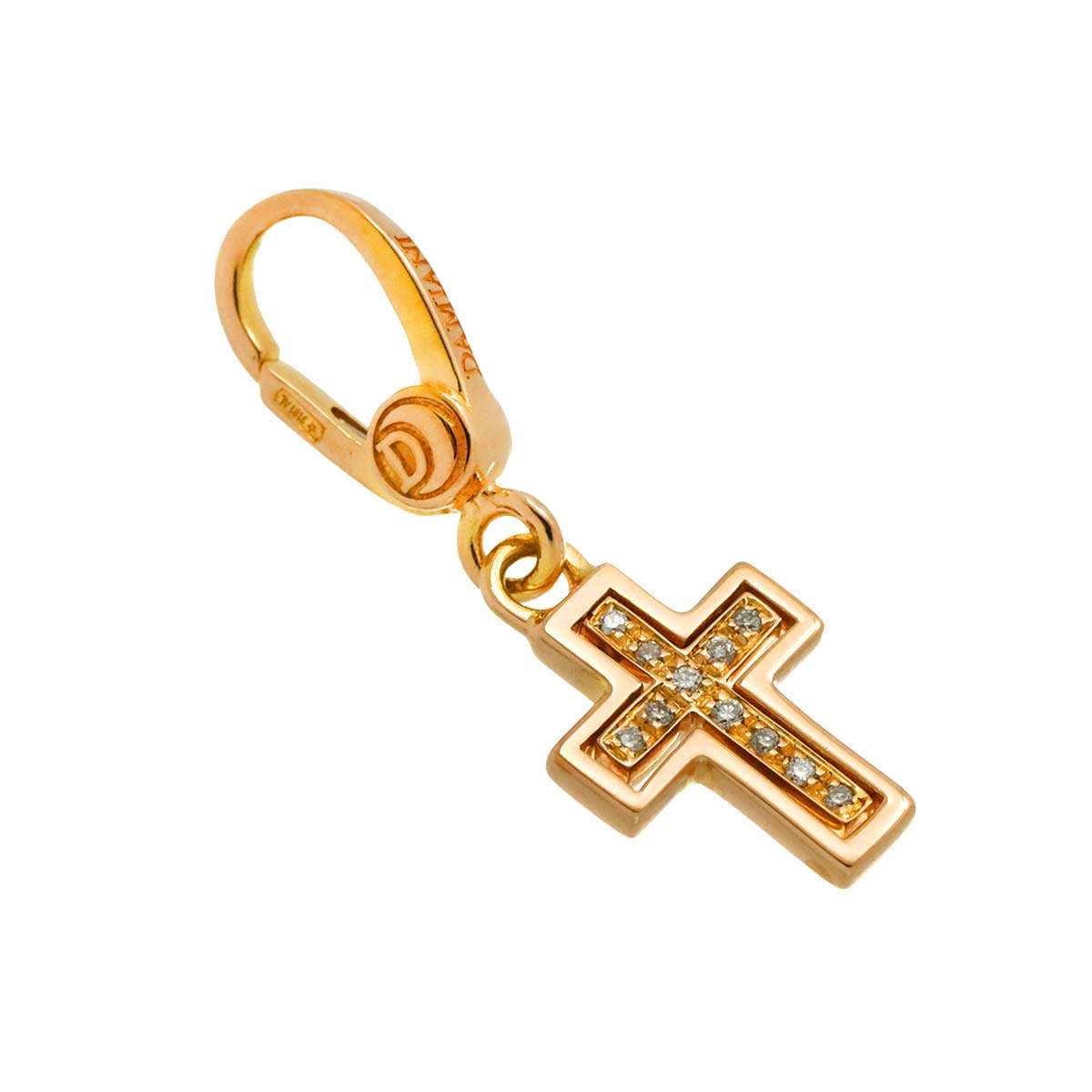 Belle Epoque Diamond Cross Pendant Top Charm 18K PG 750