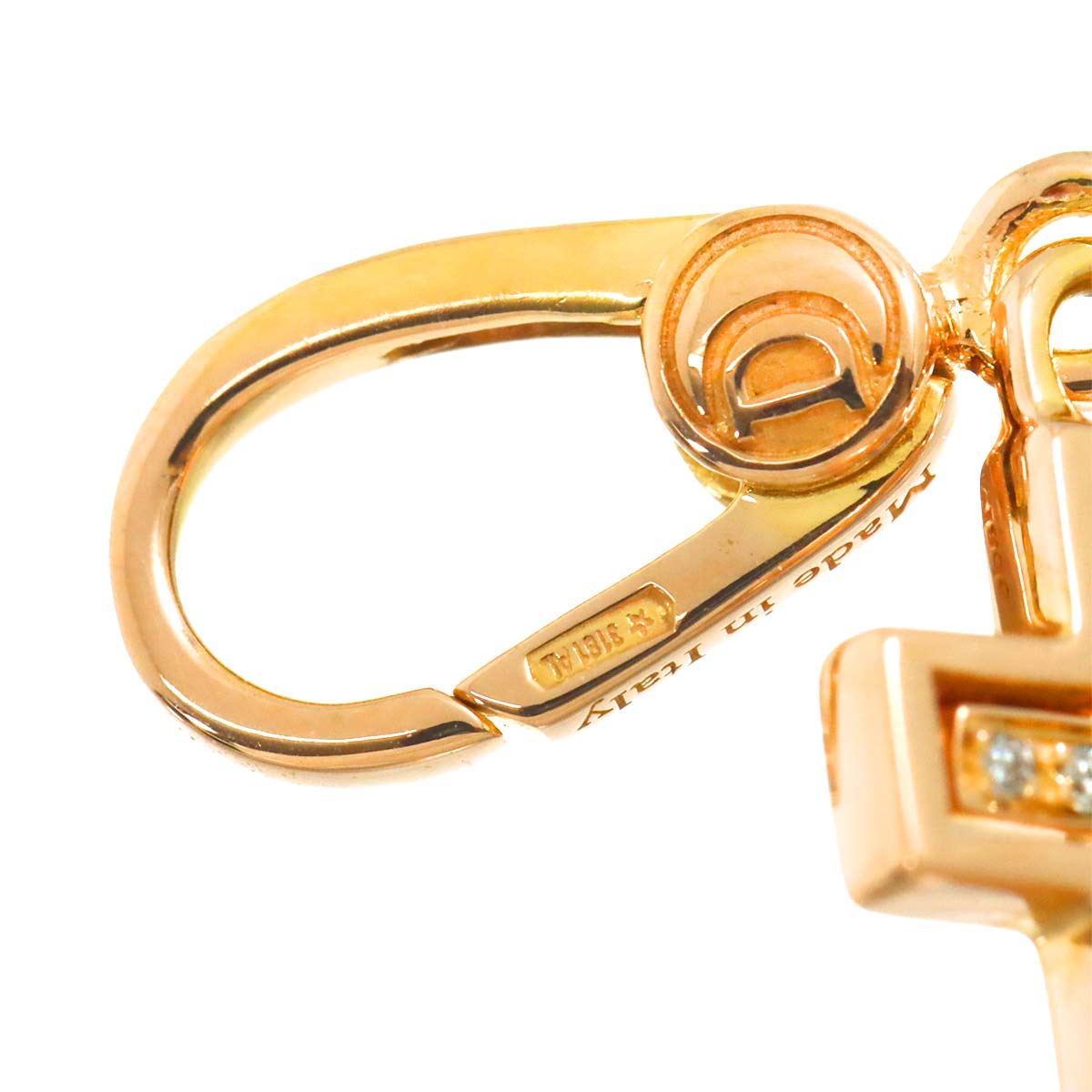 Belle Epoque Diamond Cross Pendant Top Charm 18K PG 750