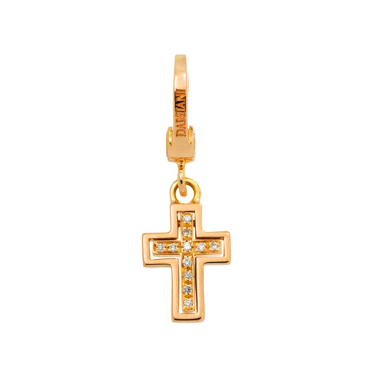 Belle Epoque Diamond Cross Pendant Top Charm 18K PG 750