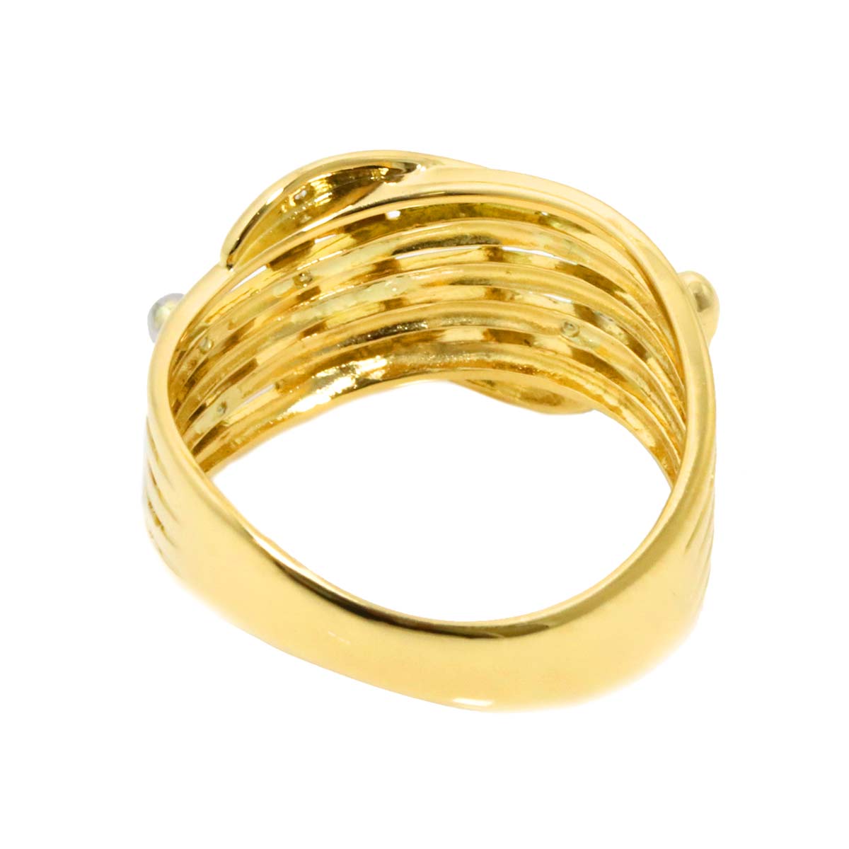 Diamond Ring 18K YG PG Pt Yellow Gold 750 Platinum Size5.75-6(US)