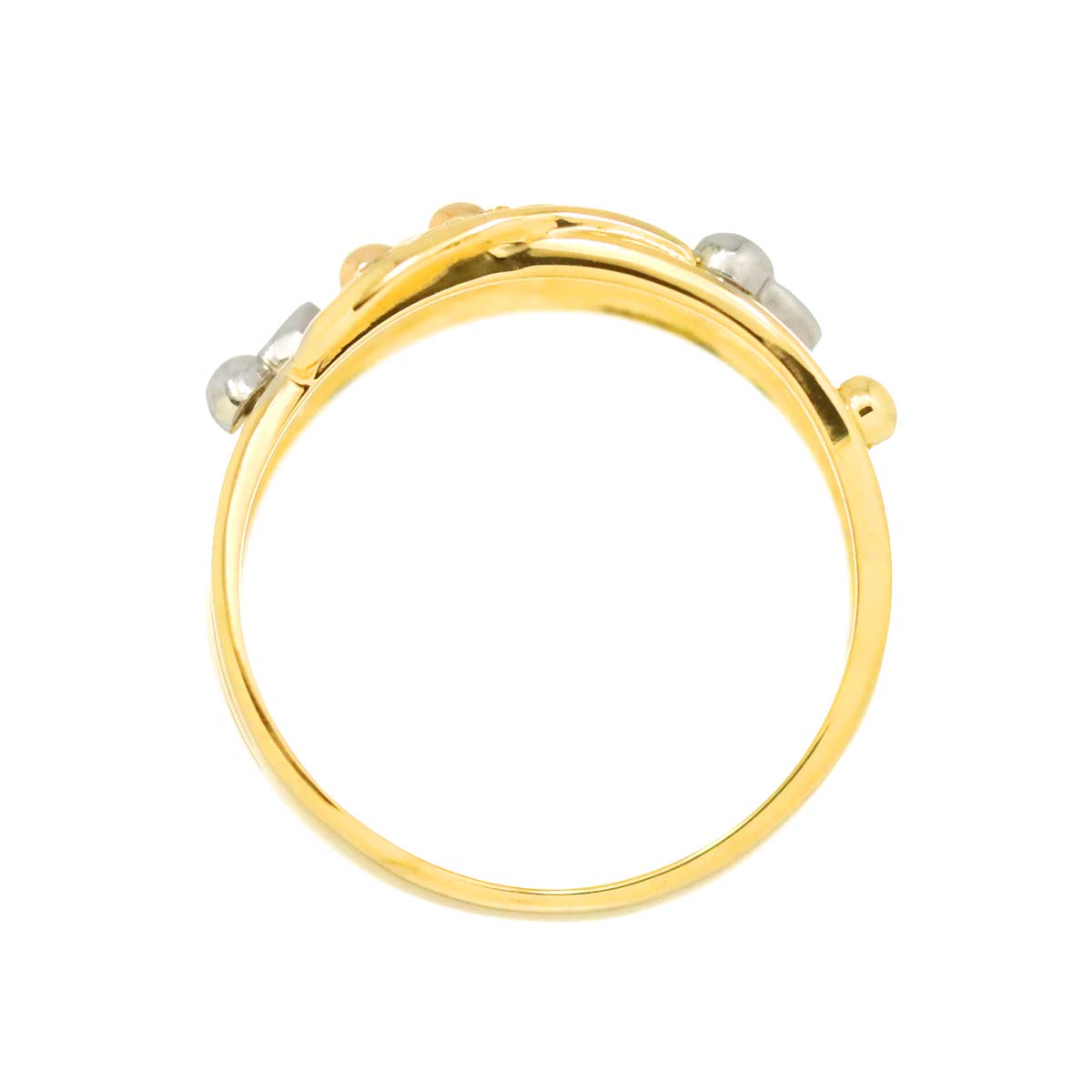 Diamond Ring 18K YG PG Pt Yellow Gold 750 Platinum Size5.75-6(US)