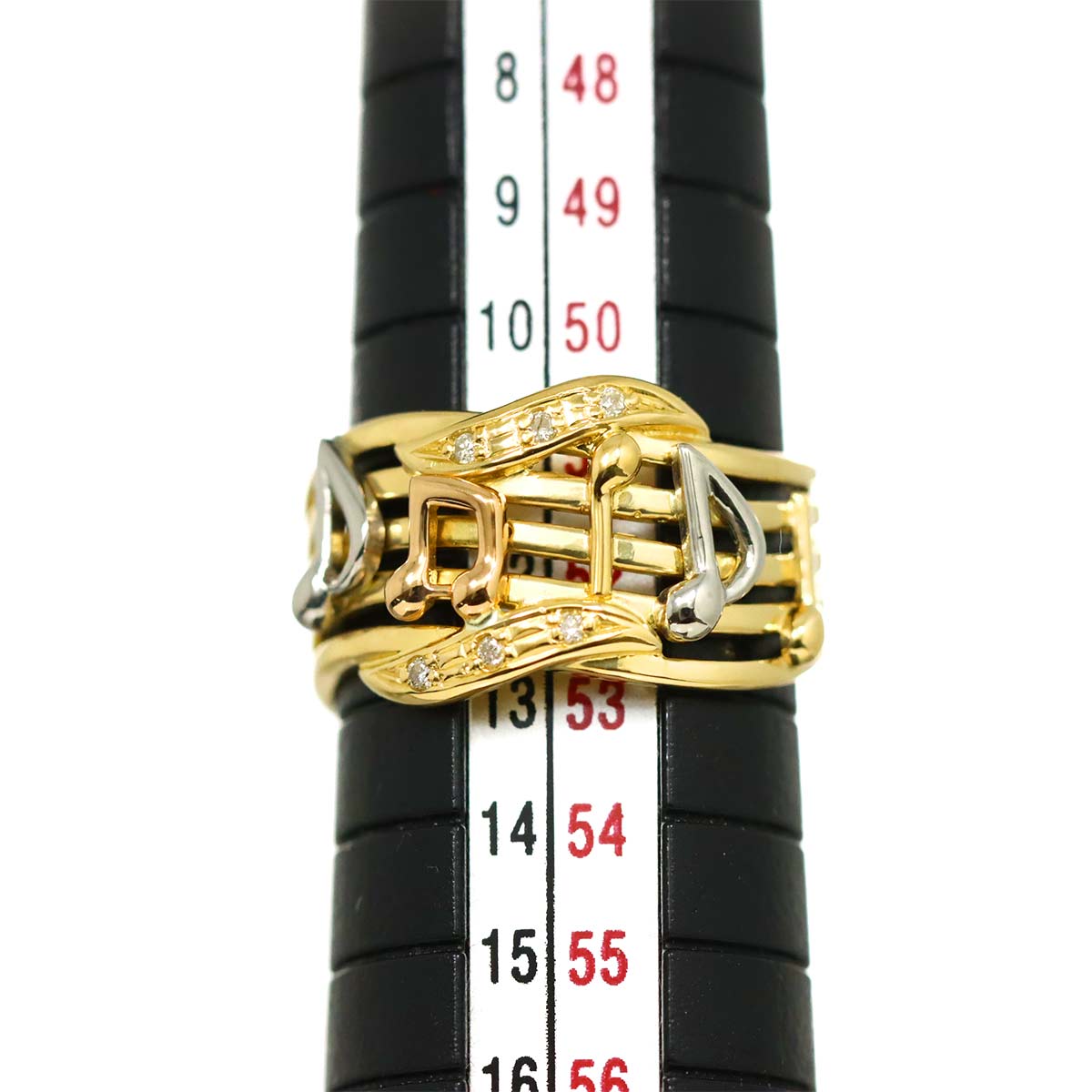 Diamond Ring 18K YG PG Pt Yellow Gold 750 Platinum Size5.75-6(US)