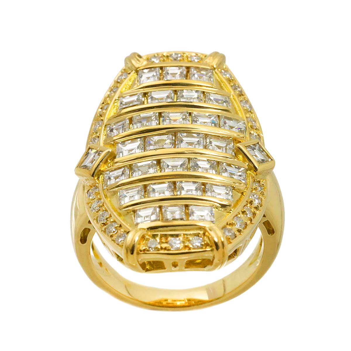 Diamond 3.32ct Ring 18K YG Yellow Gold 750 5.75-6(US)