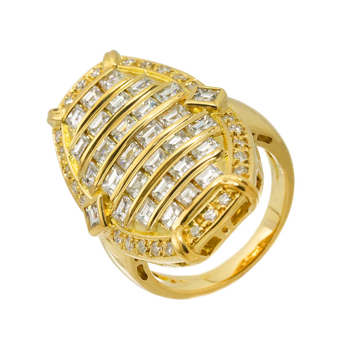 Diamond 3.32ct Ring 18K YG Yellow Gold 750 5.75-6(US)