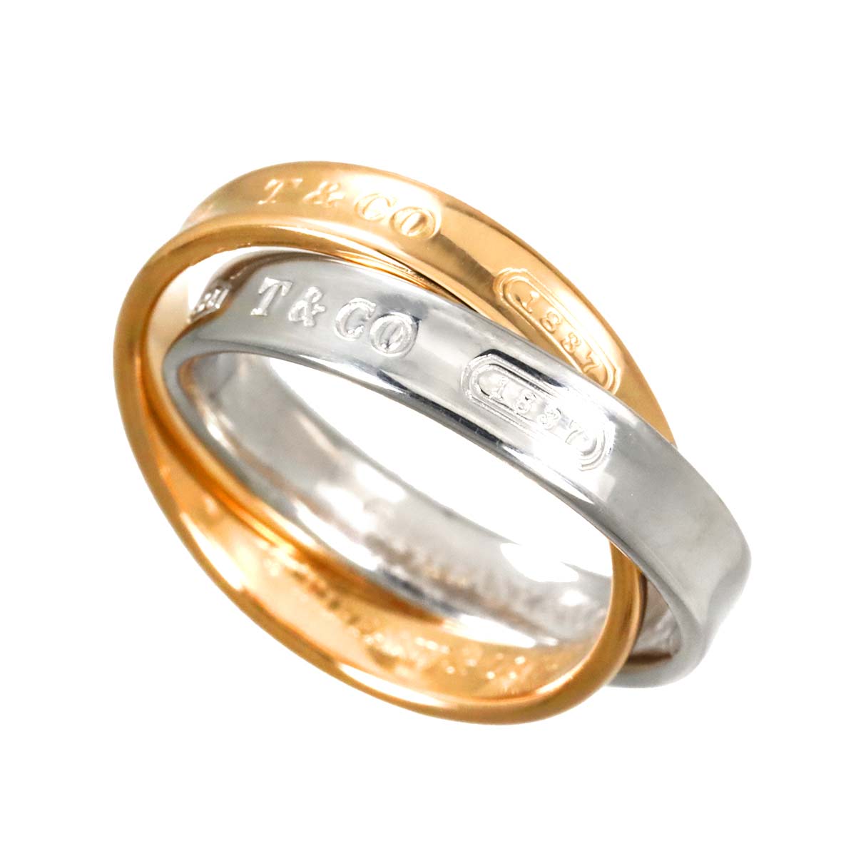 Interlocking Ring 18K PG 750 Silver 925 size4.75-5(US)