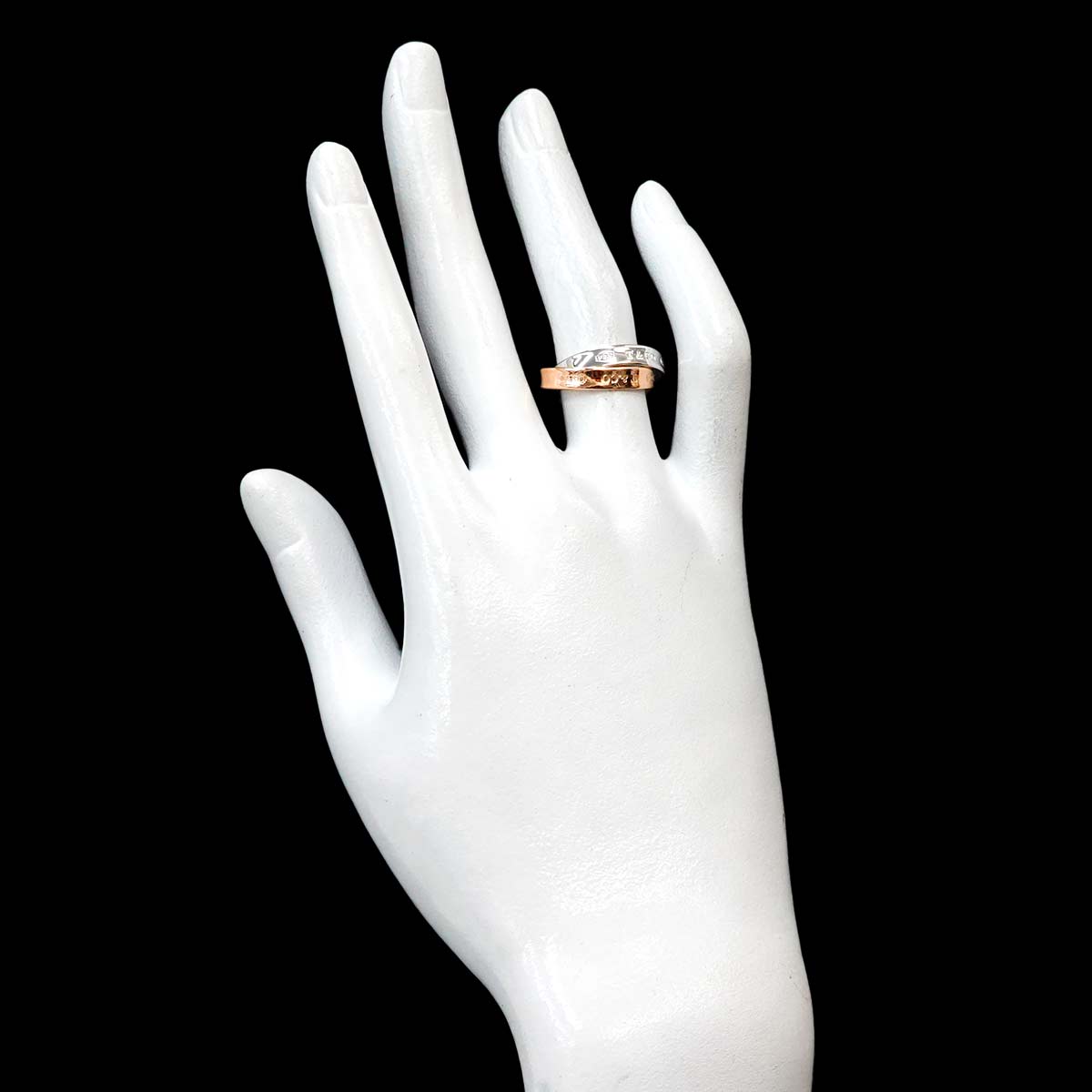 Interlocking Ring 18K PG 750 Silver 925 size4.75-5(US)