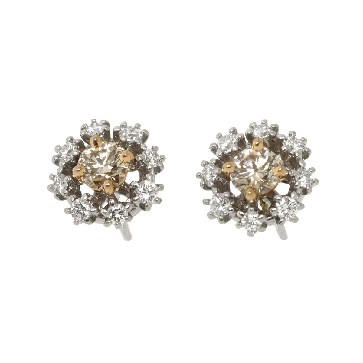 BrownDiamond 0.40ct Diamond 0.25ct Earring Pierced Pt 18K BD