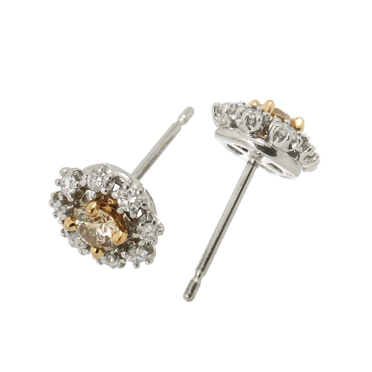 BrownDiamond 0.40ct Diamond 0.25ct Earring Pierced Pt 18K BD