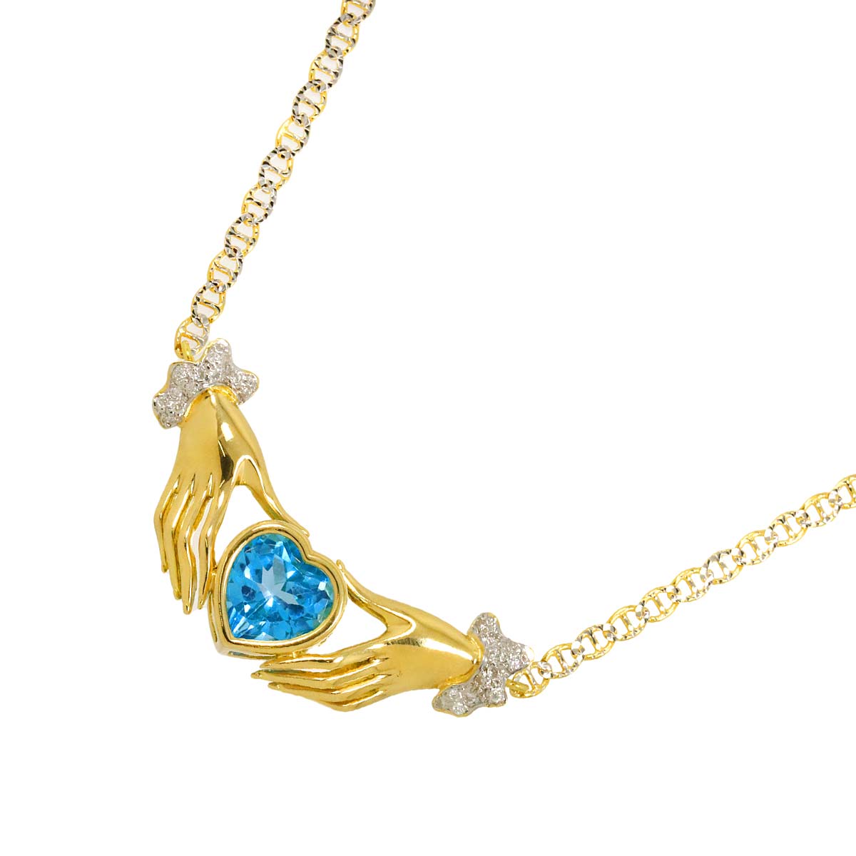 Topaz Diamond Necklace 18K K18 YG WG Yellow White Gold 750