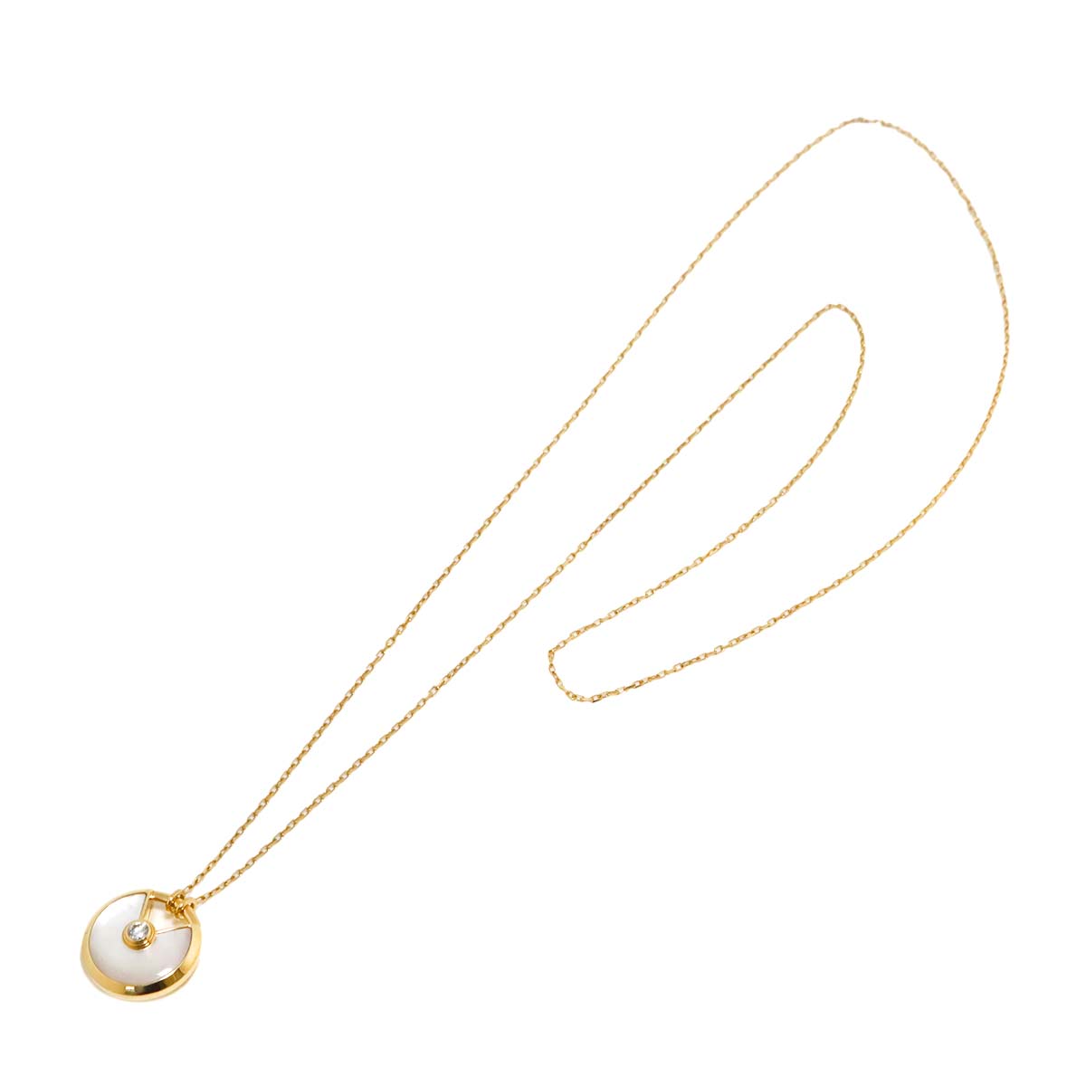 AMULETTE SM Mother of Pearl MOP Diamond Necklace 18K YG 750