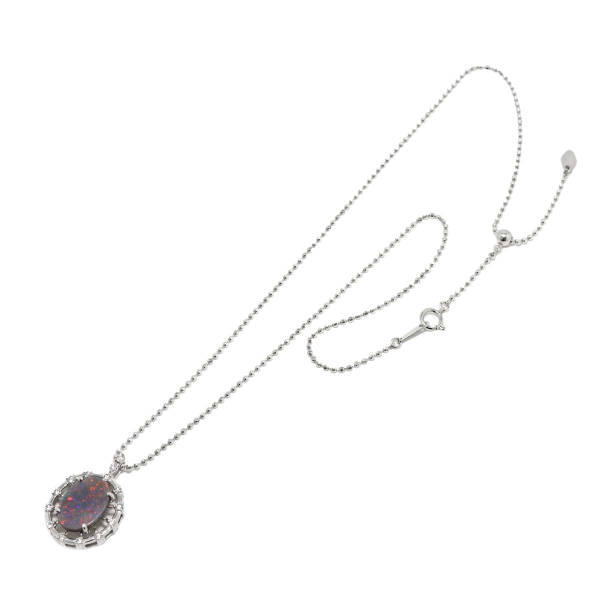 Black Opal 2.23ct Diamond 0.36ct Necklace Pt Platinum