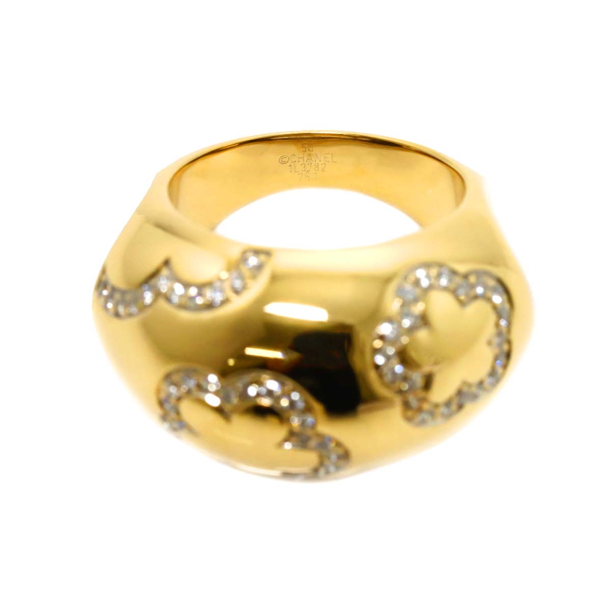Flower Diamond Ring 18K Yellow Gold 750 Size50 5-5.25(US)