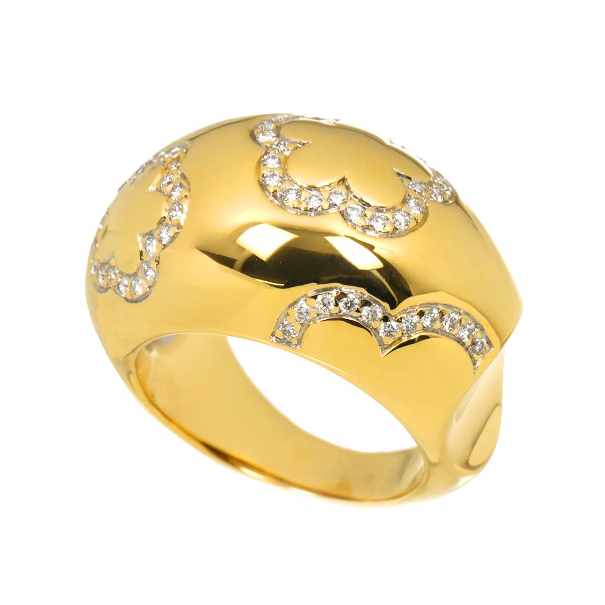 Flower Diamond Ring 18K Yellow Gold 750 Size50 5-5.25(US)