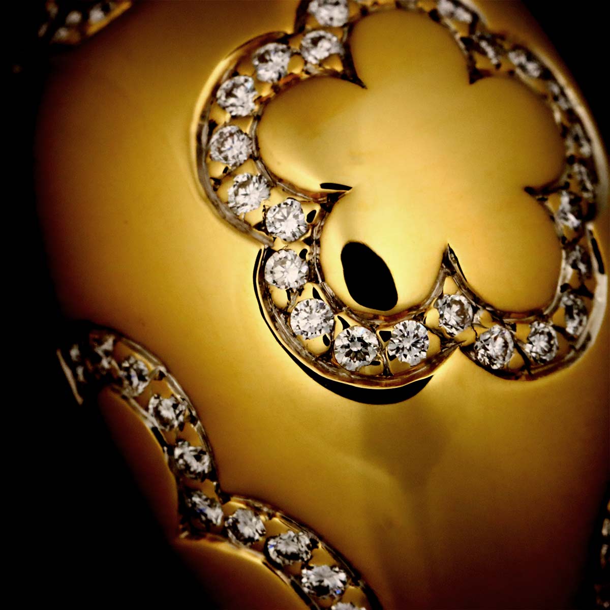 Flower Diamond Ring 18K Yellow Gold 750 Size50 5-5.25(US)