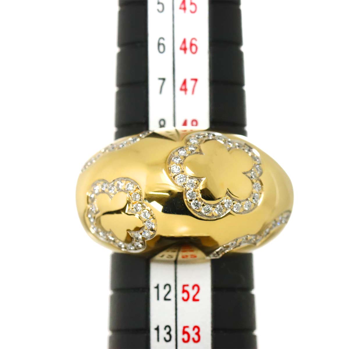 Flower Diamond Ring 18K Yellow Gold 750 Size50 5-5.25(US)