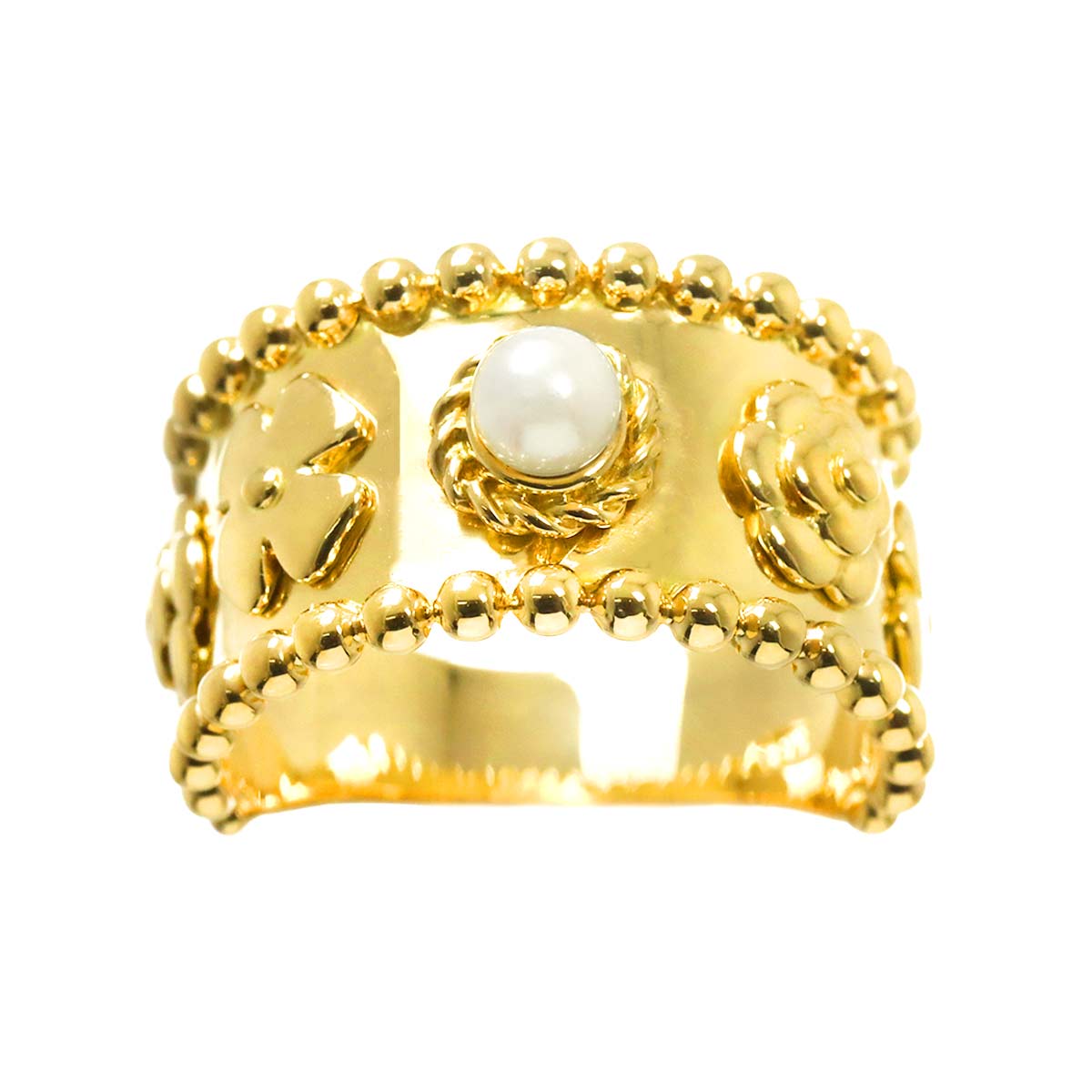 Akoya Pearl 4.4mm Ring 18K K18 YG 750 9(US)