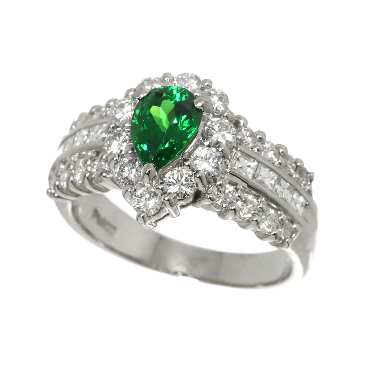 Garnet 0.96ct Diamond 1.23ct Ring Pt Platinum size6.75(US)