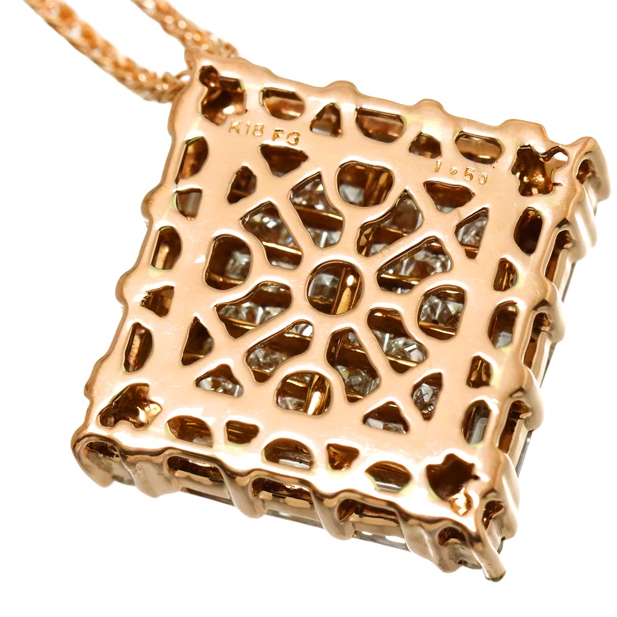 Diamond 1.50ct Necklace 18K K18 PG 750