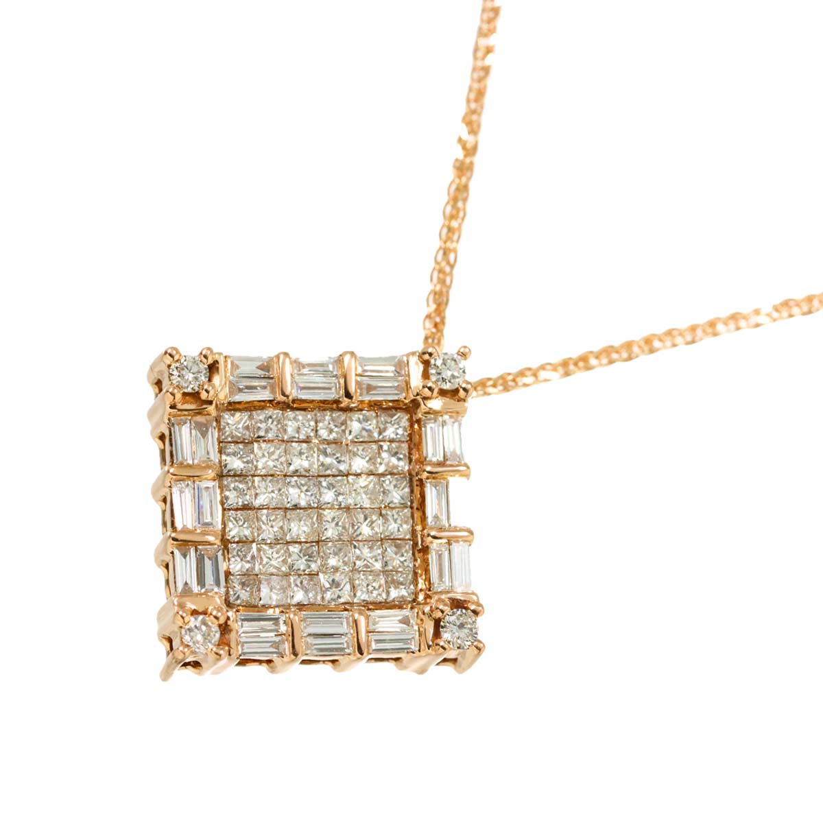 Diamond 1.50ct Necklace 18K K18 PG 750