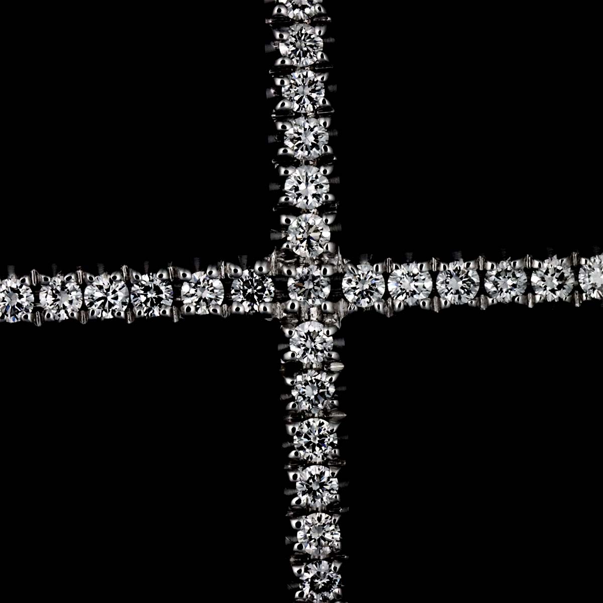 Mystery Cross Diamond Necklace 18K White Pink Gold 750