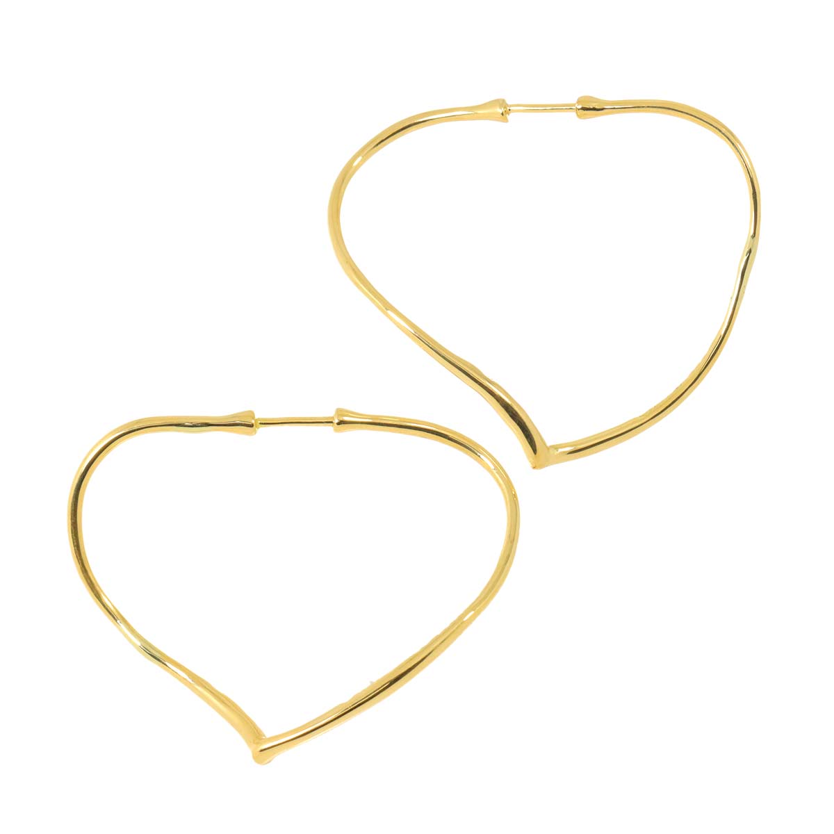 Open Heart Earrings Pierced 18K YG Yellow Gold 750