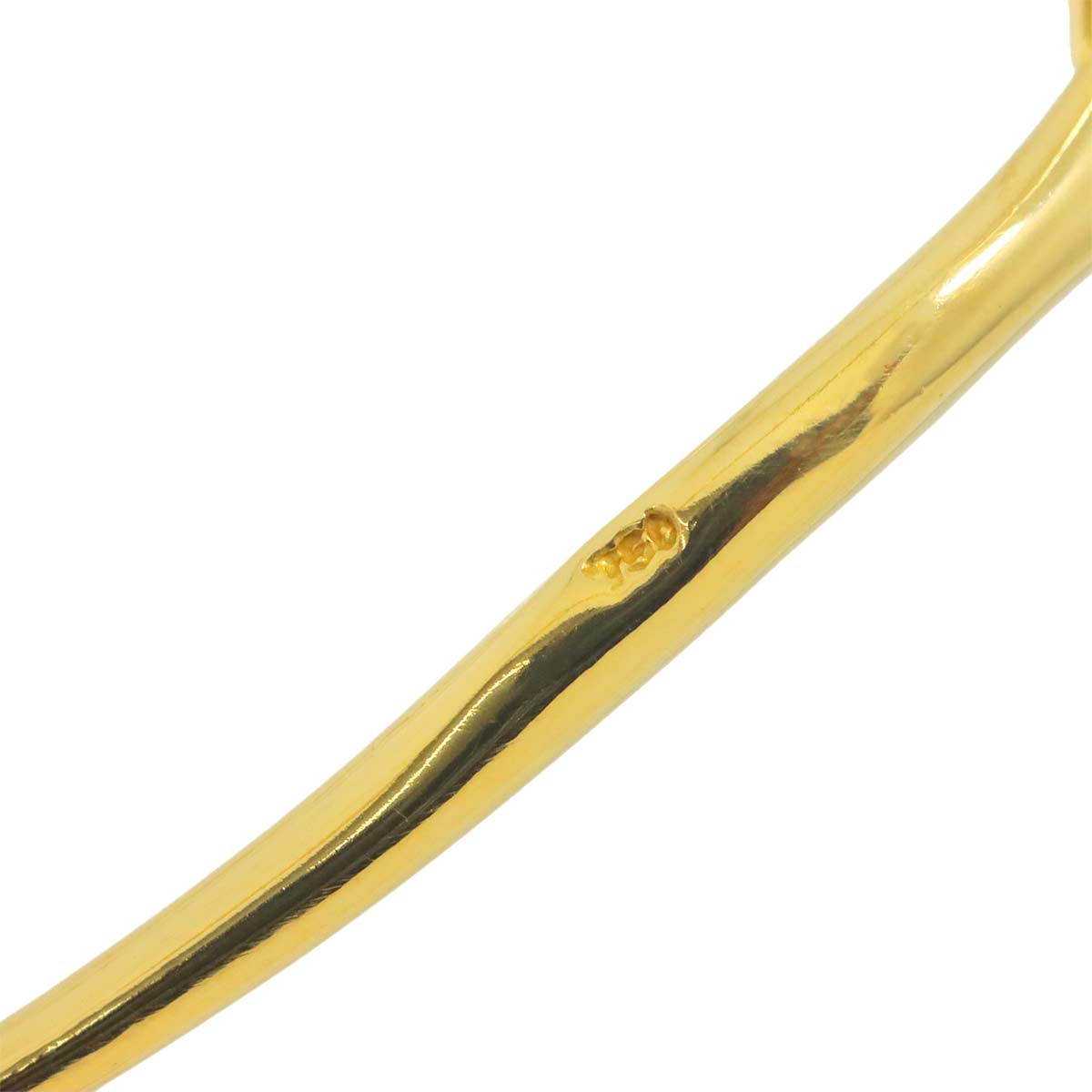 Open Heart Earrings Pierced 18K YG Yellow Gold 750