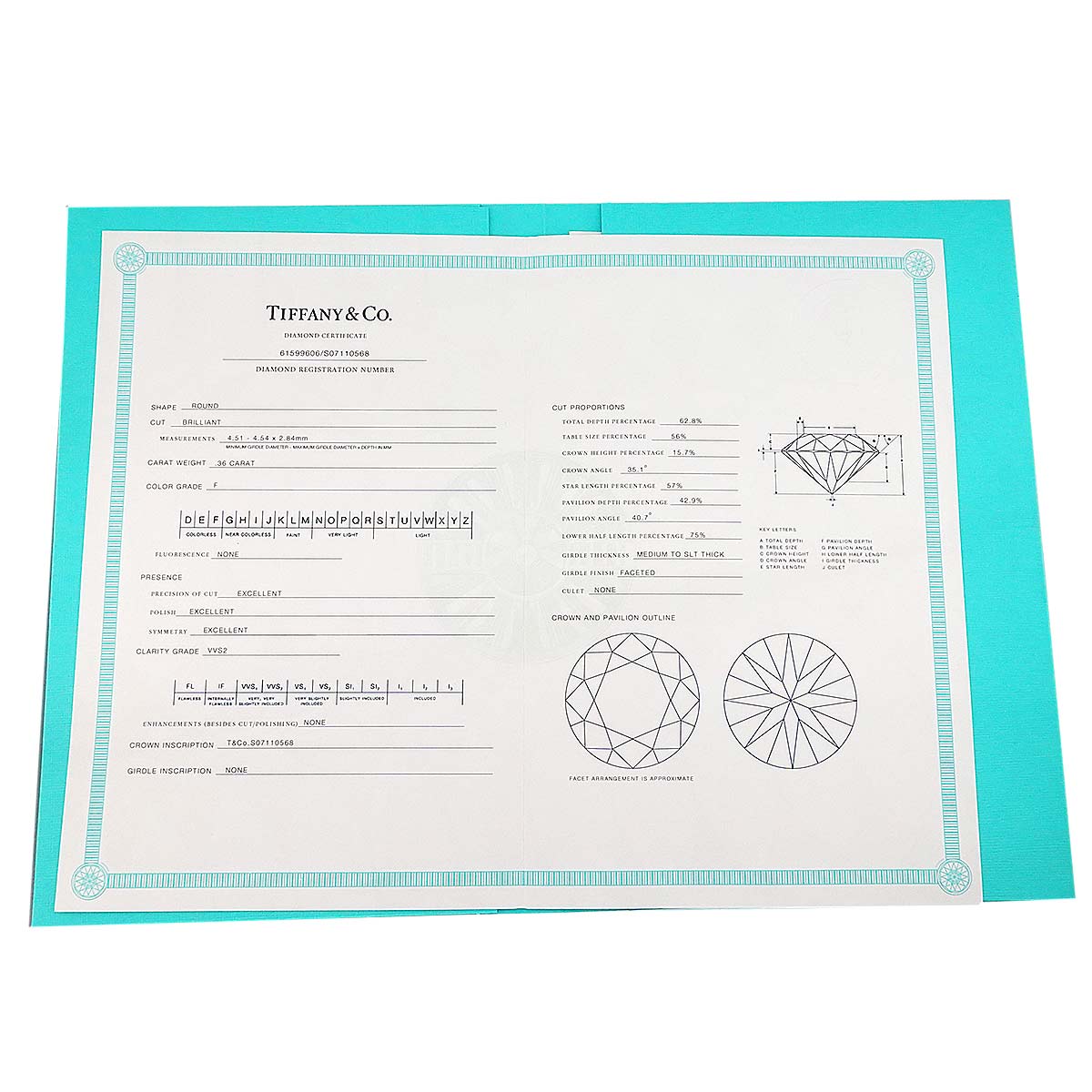 Diamond 0.36ct F/VVS2/3EX Ring Pt Platinum Size5.25(US)