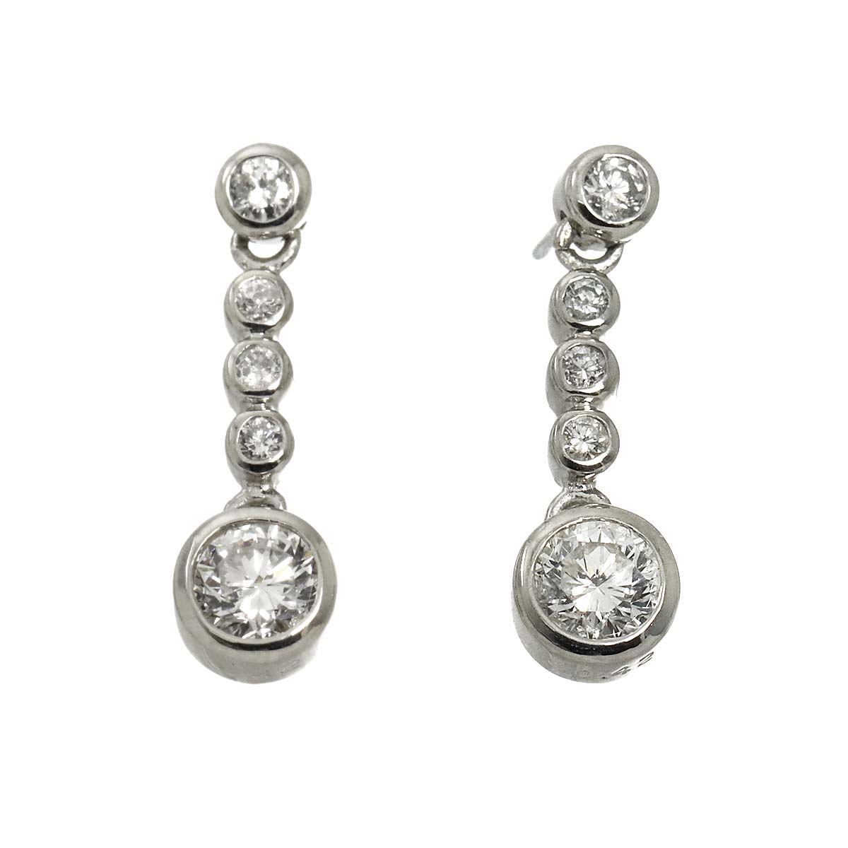 Diamond 0.42ct/0.42ct Earrings Pierced Pt Platinum