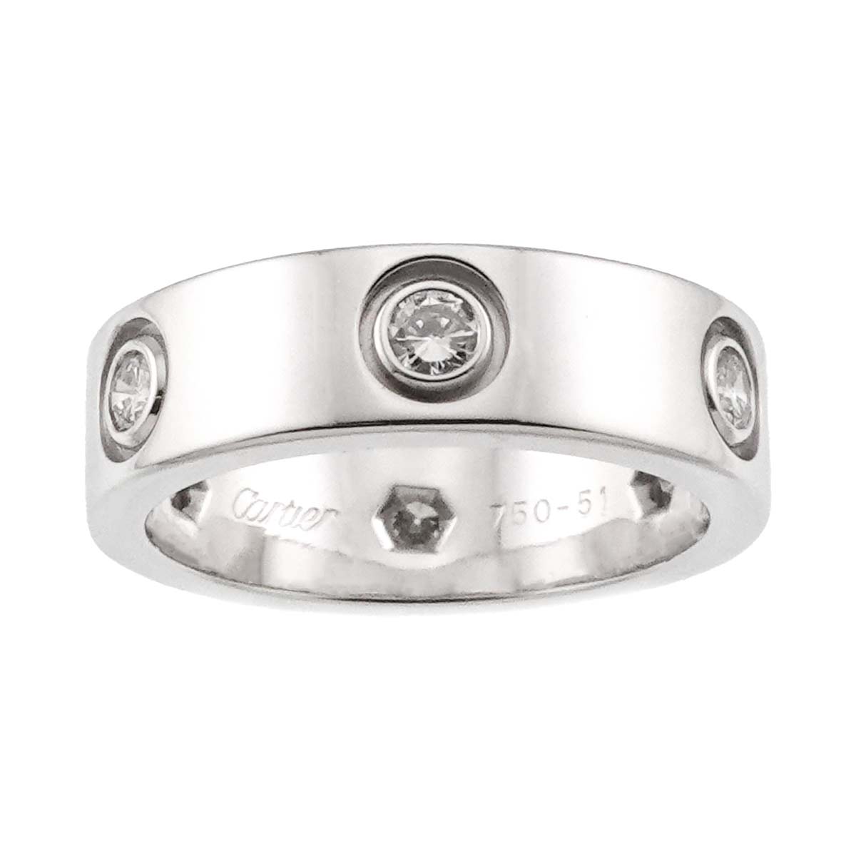 Love Ring Full Diamond 18K White Gold size51 5.5-5.75(US)