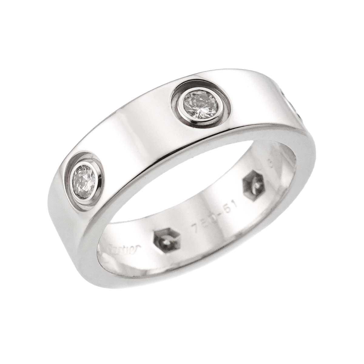 Love Ring Full Diamond 18K White Gold size51 5.5-5.75(US)