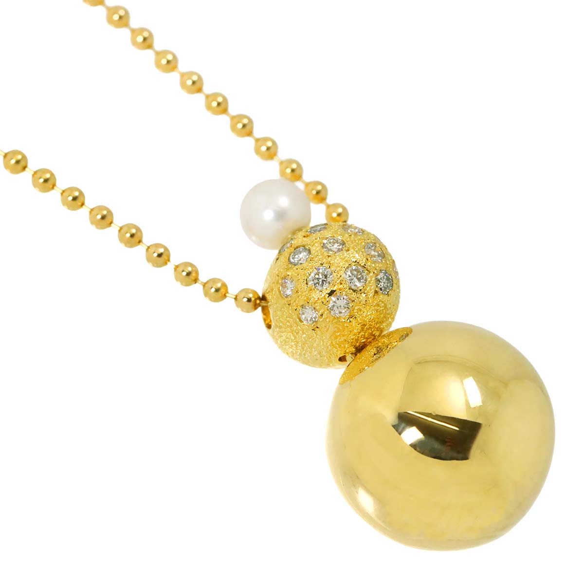 Baby Pearl 4.0mm Diamond Necklace 18K YG 750