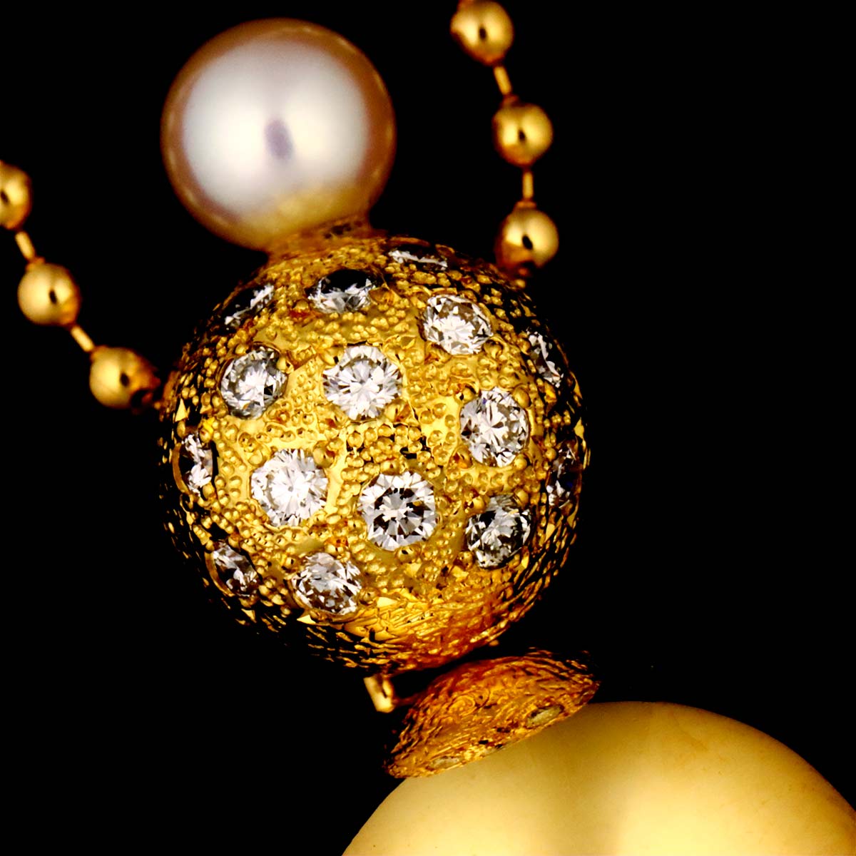 Baby Pearl 4.0mm Diamond Necklace 18K YG 750